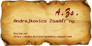 Andrejkovics Zsadány névjegykártya